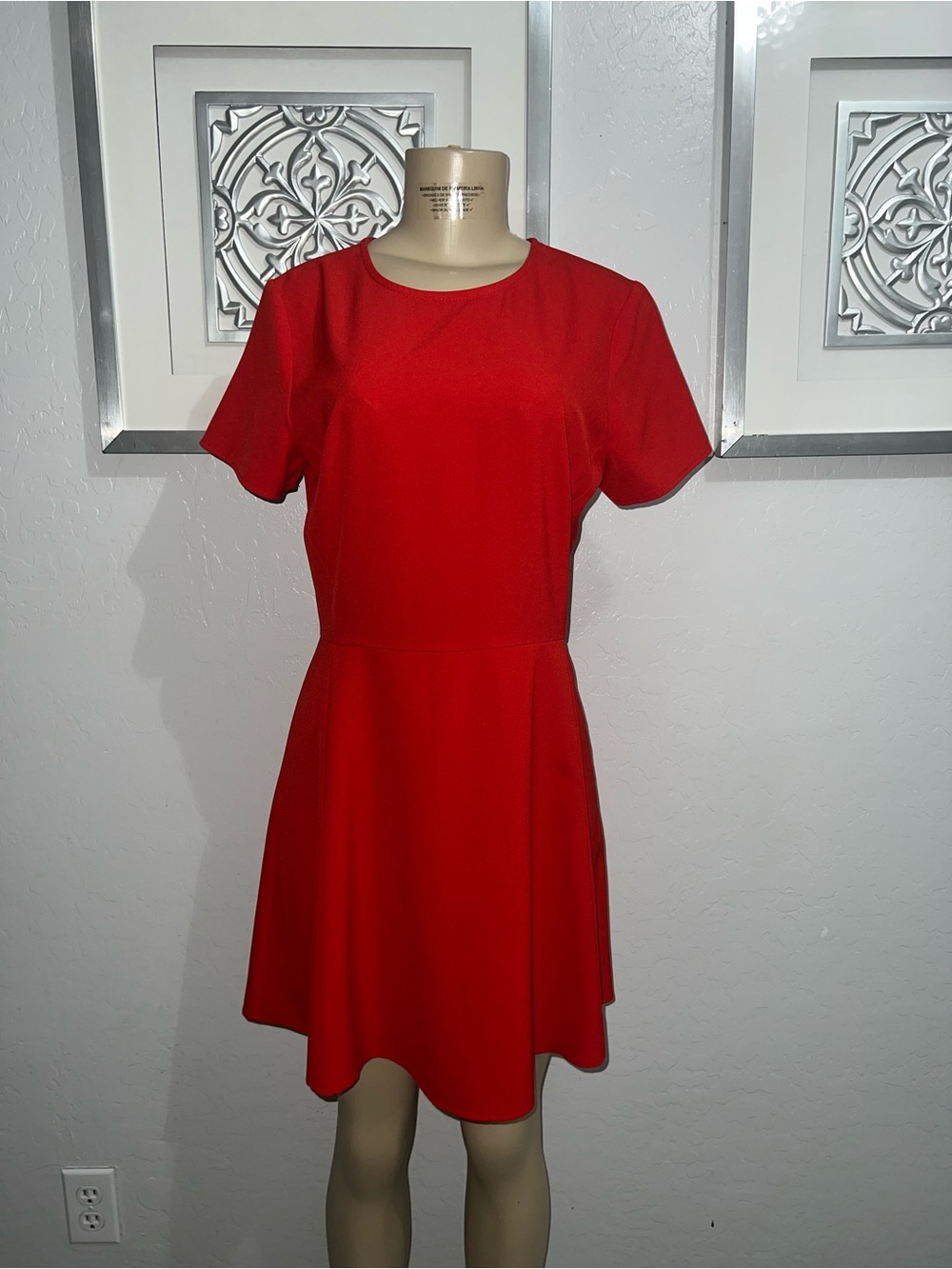 Leyden Red Short-Sleeve Fit & Flare Mini Dress